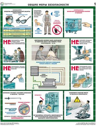 Плакаты "Безопасность работ на металлообрабатывающих станках" (5 шт)